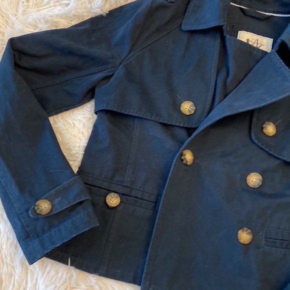 $120 Abercrombie & Fitch NAVY Cropped Double Breasted Trench Coat Jacket blazer - Picture 5 of 10